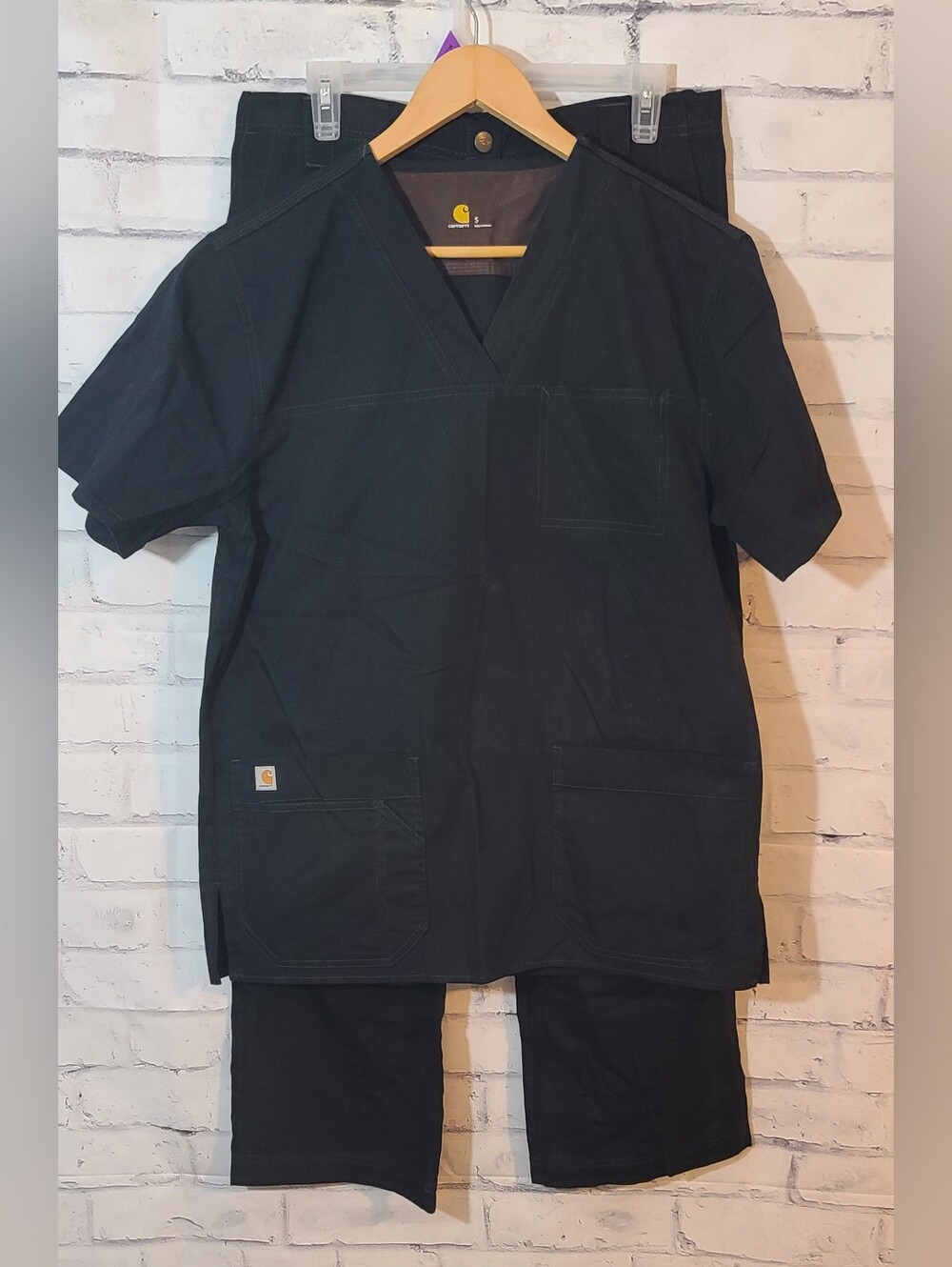 Carhartt Men’s Ripstop Scrub Set Top & Pants Solid Black Size S